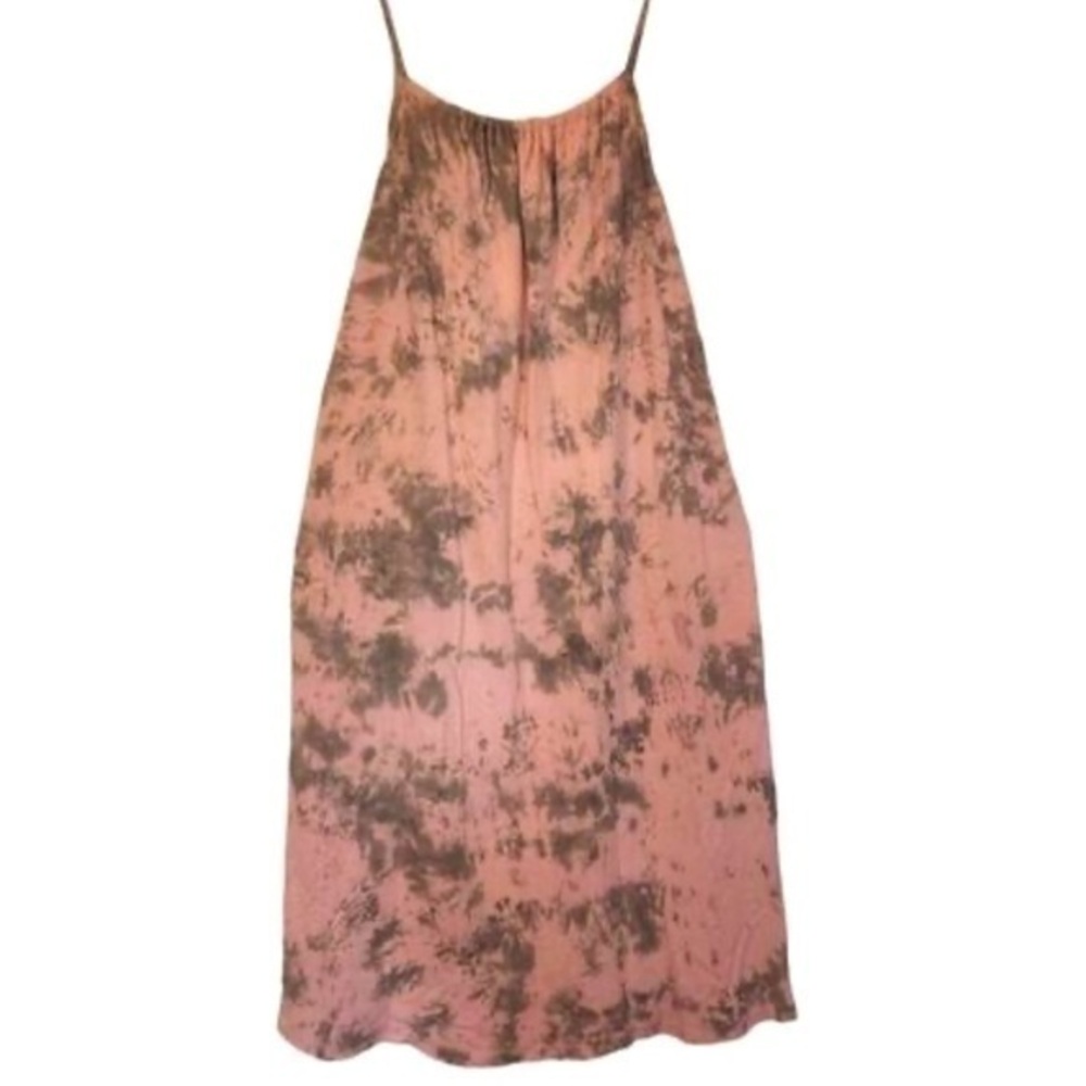 Zara Oversized Tie Dye Boho Spaghetti Strap Midi Hippie Beach Swing Sun Dress